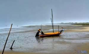 Typisches Boot in Cais do Bico