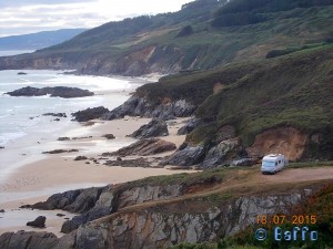 Parking at Praia de Rias - Bicerran, 15111 Malpica de Bergantiños, La Coruña, Spanien – July 2015