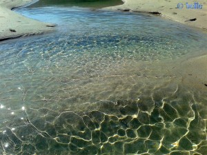 The Water is very clear in the little River of Praia de Carnota
