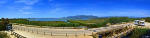 Delta del Ebre mit Blick auf Sant Carles de la Ràpita und dem Sierra de Montsià - Spain