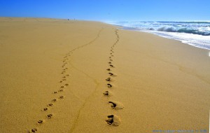 Our Footprints in the Sand of Praia da Costa de Santo André
