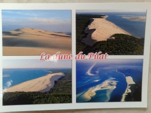 Eine der vier verschiedenen Postkarten, die wir kaufen heute von der Dune du Pílat – France