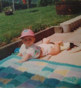 Julia mit 6 Monaten auf der Terrasse in Zoznegg – Germany