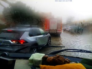 Überschwemmte Strassen auf dem Weg nach Dénia – Spain
