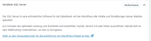 Empfohlene MySQL-Version von mindestens 5,6 oder höher!